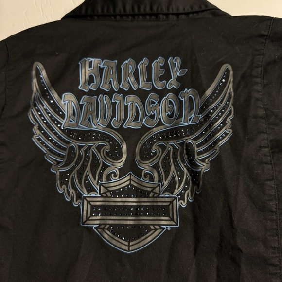 Harley-Davidson Tops - Harley Davidson‎ Zip Shirt Womens Large Motorcycle Black
